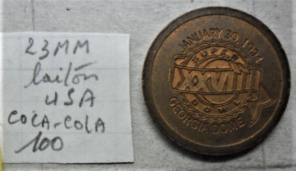 Jeton Coca-cola super bowl 30/01/1994 23mm États-Unis, Envoi, Autres matériaux