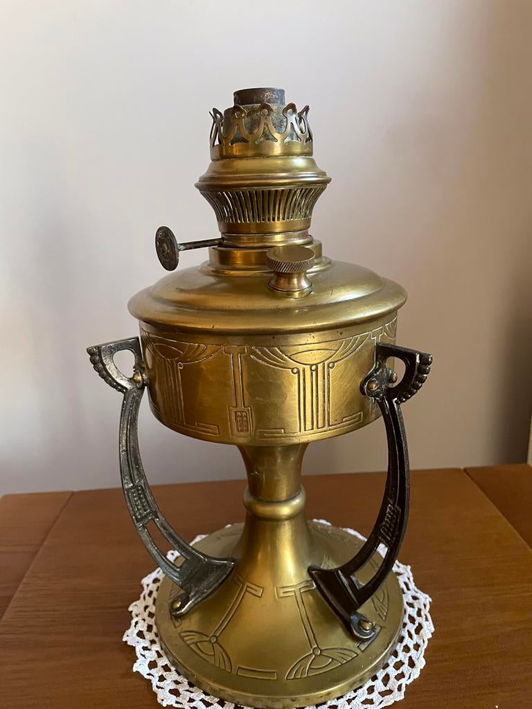 Authentieke Art Deco Olielamp, Antiek en Kunst, Antiek | Brons en Koper, Ophalen of Verzenden