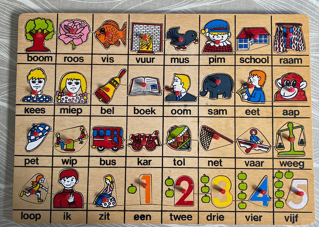 Puzzle éducatif vintage en bois, Enlèvement ou Envoi, 2 à 4 ans, Comme neuf, Moins de 10 pièces