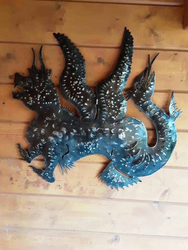 Grote gesigneerde metalen sculptuur, Ophalen of Verzenden