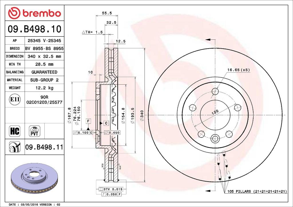 Brembo Transporter VW T5-T6 Multivan remschijf, Ophalen of Verzenden, Nieuw, Volkswagen