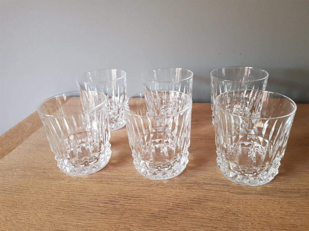 6 Whisky Cristal d'arques glazen, Ophalen, Zo goed als nieuw, Kristal, Glas of Glazen