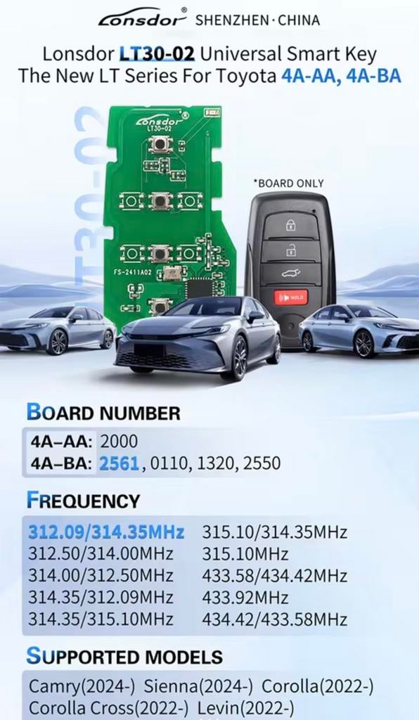 Clavier Toyota Lonsdor LT30-02, nouveau tableau uniquement, Enlèvement ou Envoi