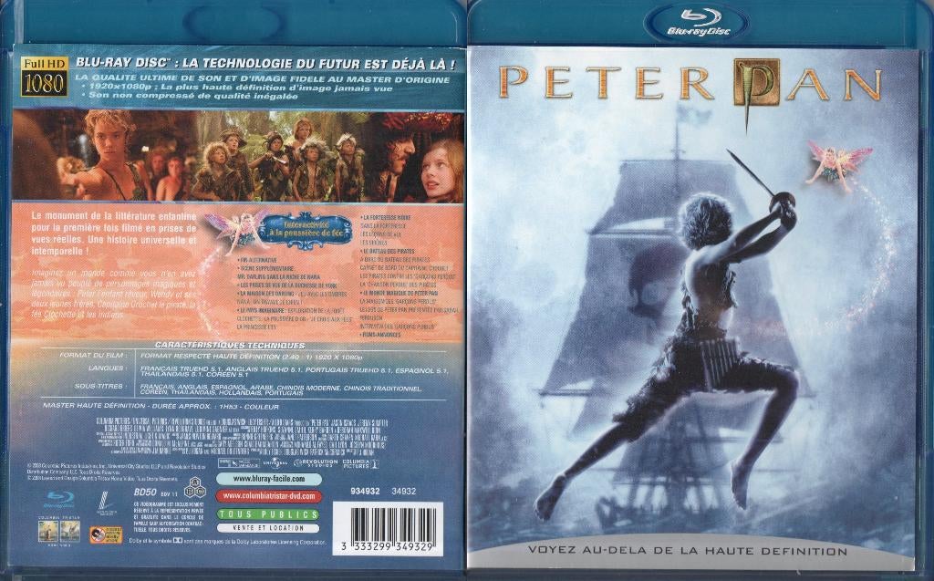peter pan (blu-ray) nieuw, Cd's en Dvd's, Blu-ray, Zo goed als nieuw, Science Fiction en Fantasy, Ophalen of Verzenden