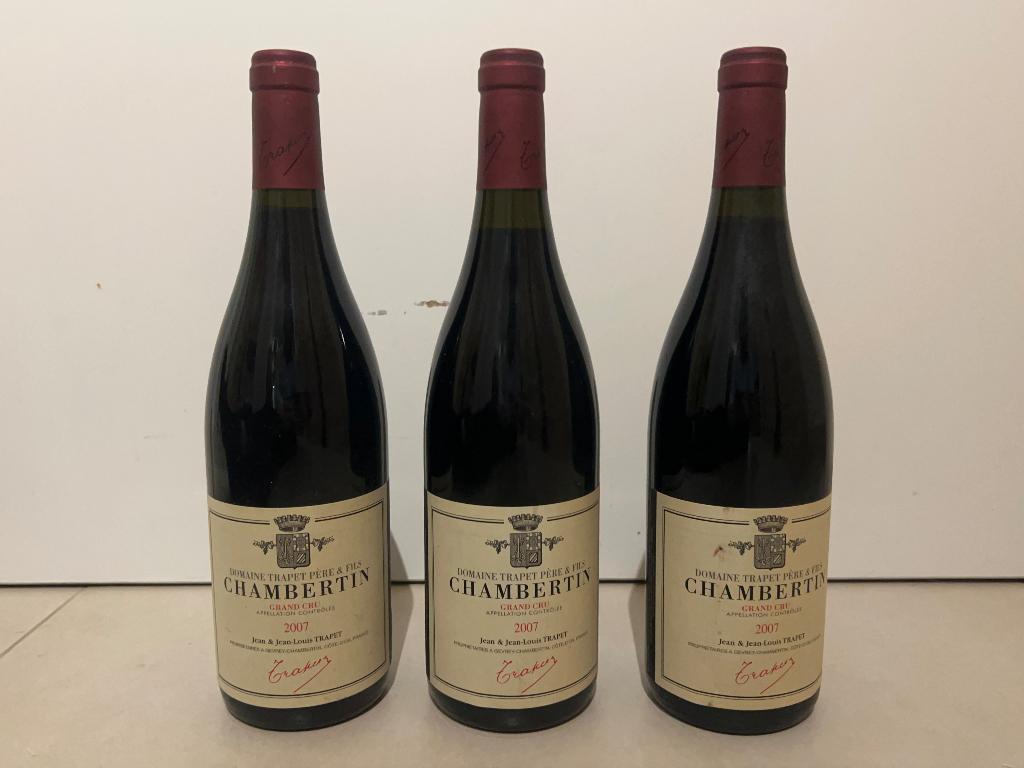 Chambertin du Domaine Trapet 2007 lot 3 bouteilles, Neuf, Pleine, Enlèvement, Vin rouge