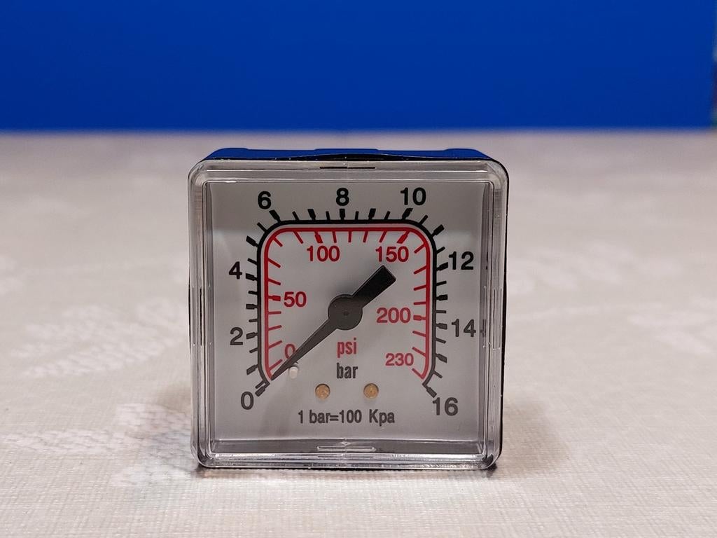 Drukmeter, manometer 0-16 bar, Doe-het-zelf en Bouw, Compressors, Ophalen, Zo goed als nieuw