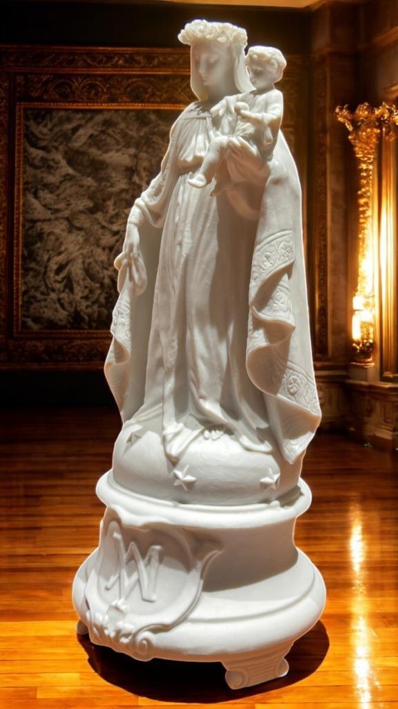 Statue de Marie avec l'enfant sous une cloche — Porcelaine à, Enlèvement
