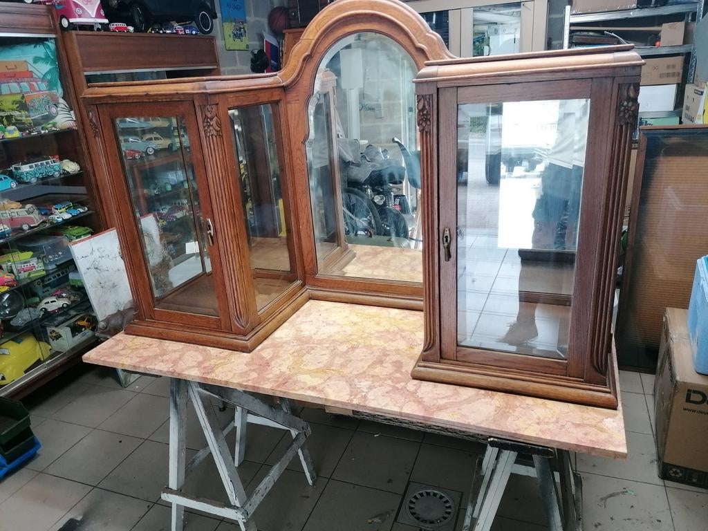 Charmante double vitrine avec miroir (style Liégeois), Maison & Meubles, Enlèvement