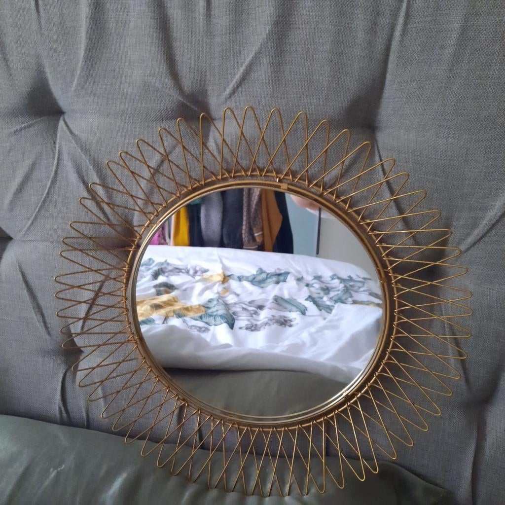 Brocante zonnespiegel, Huis en Inrichting, Woonaccessoires | Spiegels, Ophalen