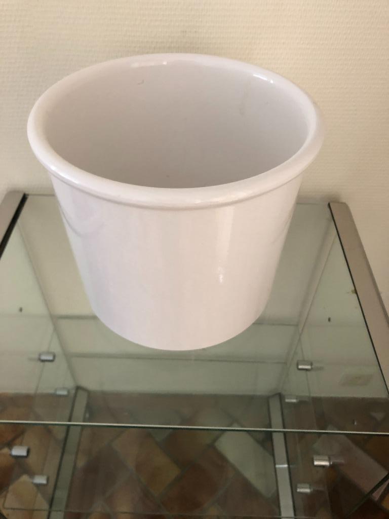 witte stenen bloempot, Ophalen, Gebruikt, Rond