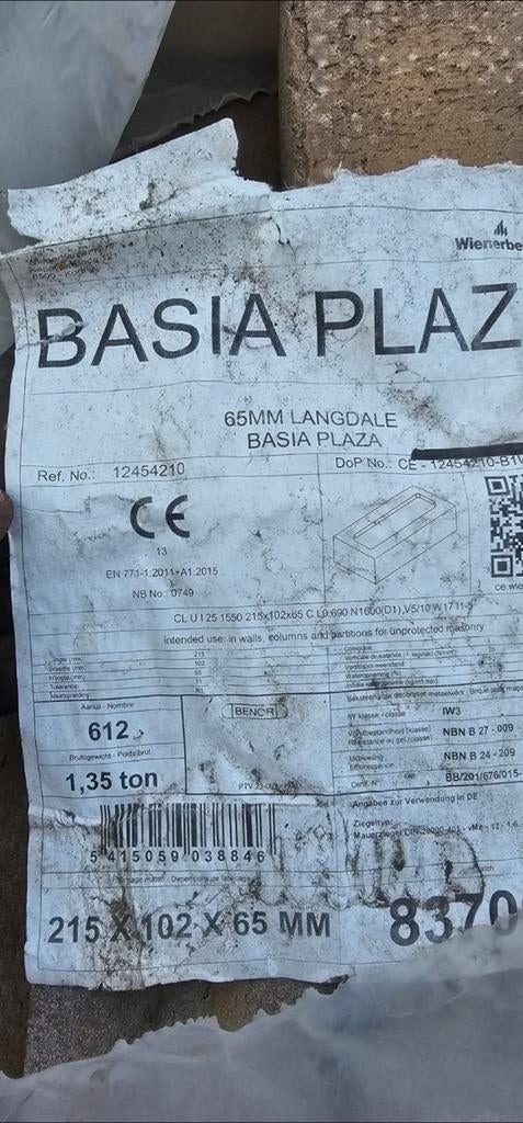 Wienerberger Basia Plaza Langdale –  600 stuks – Nieuw, Doe-het-zelf en Bouw, Metselstenen, Ophalen, Zo goed als nieuw
