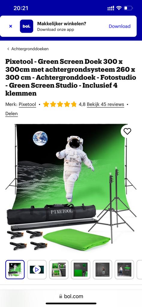 Greenscreen met achtergrond nog in doos splinternueuw., Audio, Tv en Foto, Ophalen, Zo goed als nieuw, Achtergrond