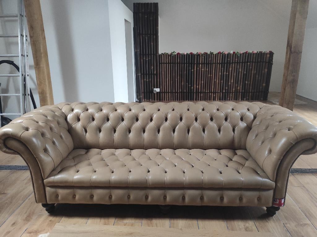 Chesterfield zetels, Huis en Inrichting, Ophalen, Overige maten, Leer, Zo goed als nieuw