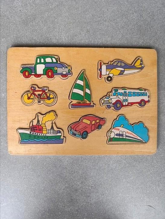 Houten legpuzzel met transportmiddelen, Ophalen, Zo goed als nieuw