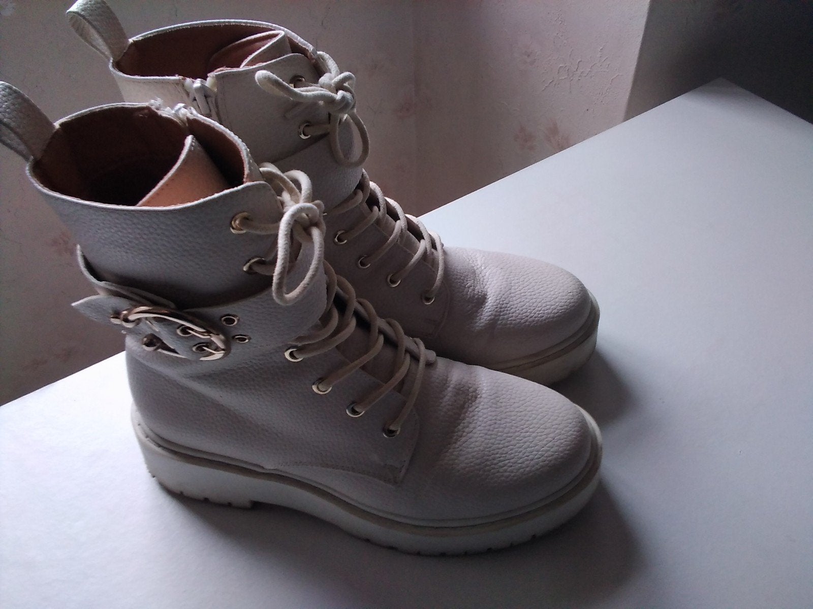 BOTTES HAUTES À LACETS OXMOX AVEC FERMETURE ÉCLAIR TAILLE 38, Enlèvement, Beige