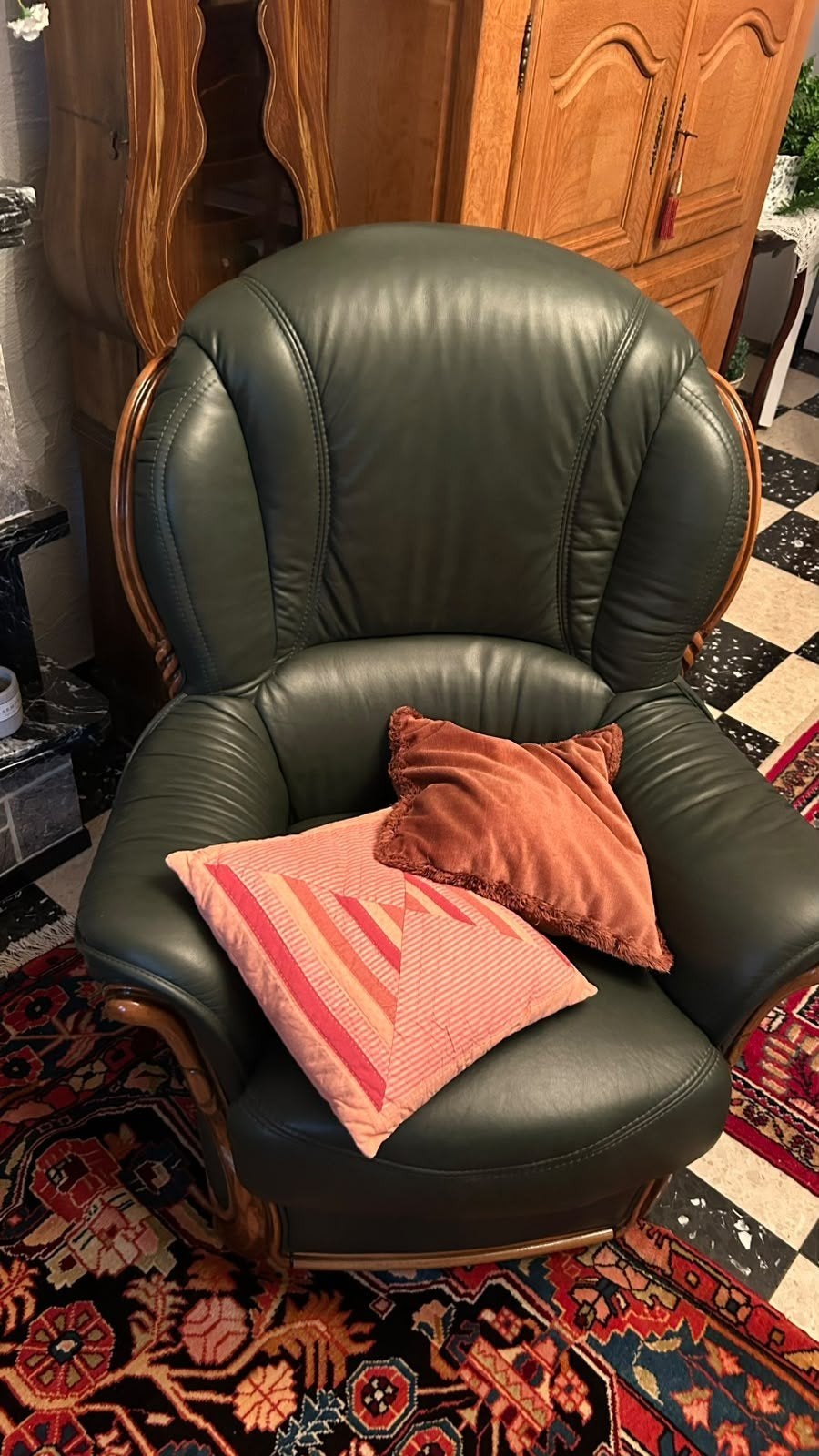 Set de canapé et deux fauteuils en cuir, Maison & Meubles, Enlèvement, Utilisé, Cuir