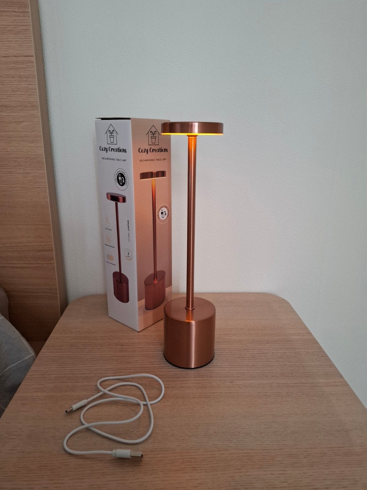 2 tafellampen koper, nieuw, oplaadbaar, dimbaar, usb-c, Ophalen