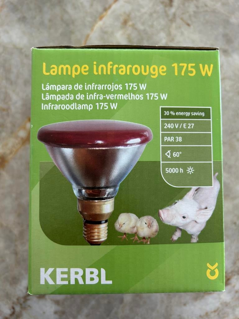 Kerbl Infraroodlamp 175W E27 PAR38 – voor dieren/kuikens, Ophalen, Gebruikt
