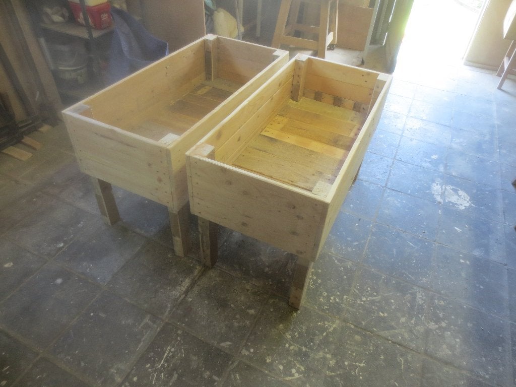 4 nieuwe houten bloembakken, Tuin en Terras, Ophalen, Nieuw, Hout, Binnen
