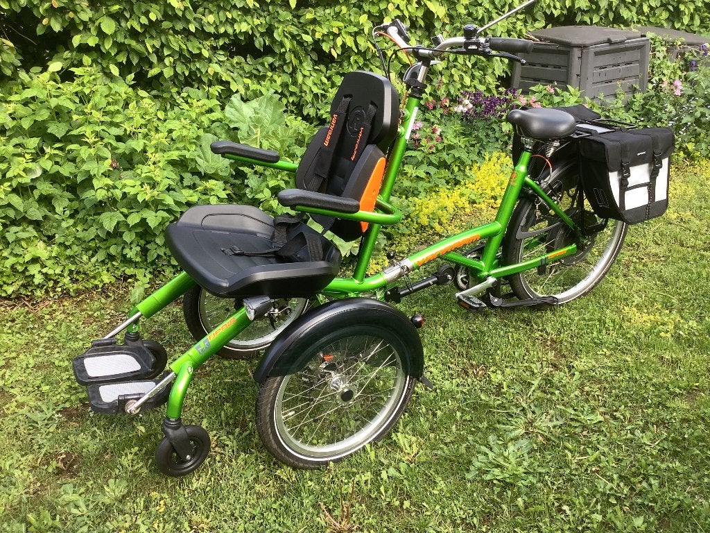 Van Raam O Pair 3, fietsrolstoel, rolstoel, Silent HT-motor, Ophalen, Zo goed als nieuw, Schijfrem, Van Raam