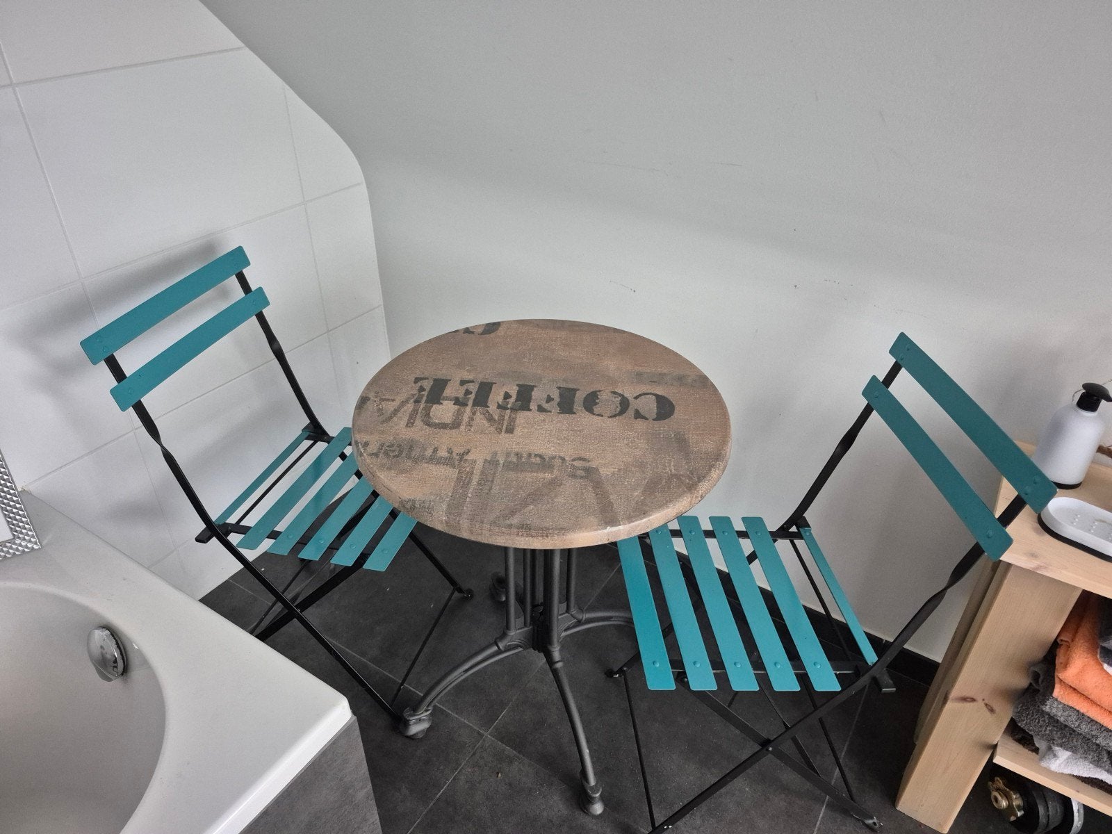 Ensemble de bistrot turquoise avec « feuille de café industr, Salons de jardin, Table d'appoint, Enlèvement, Utilisé