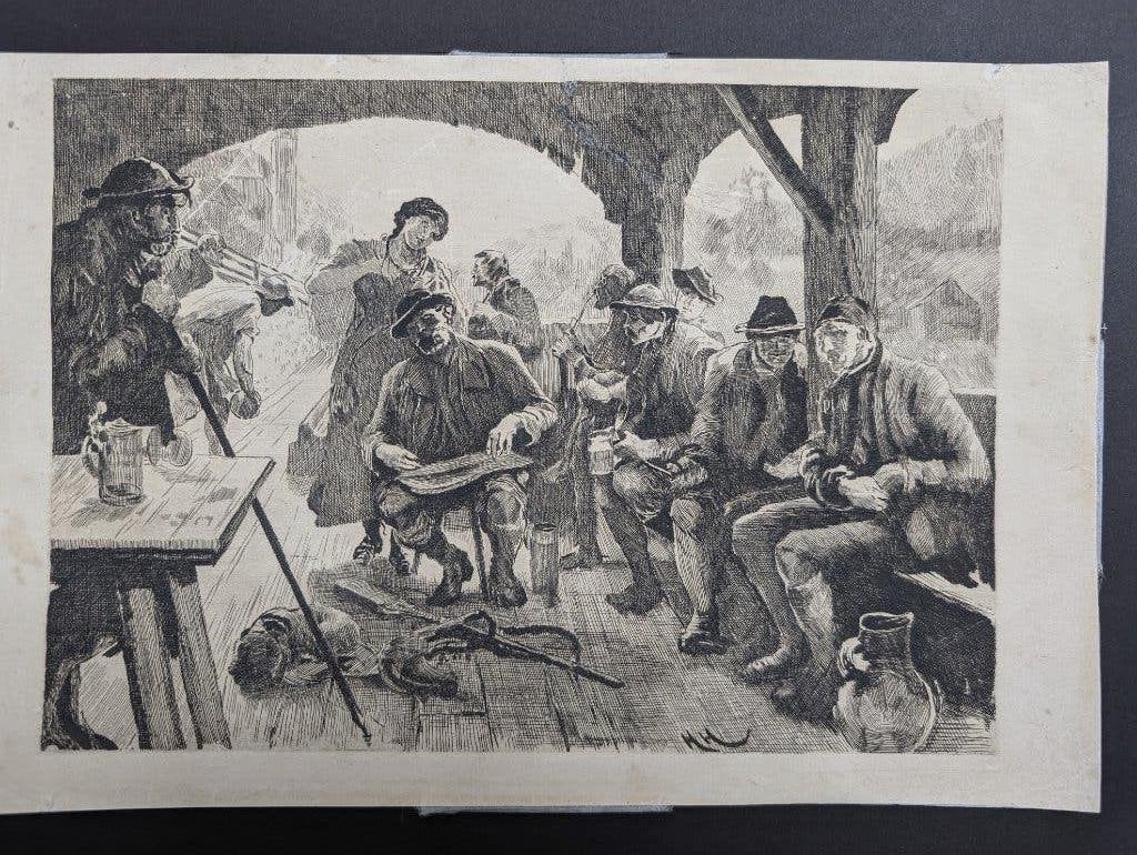 originele houtgravure voor boekplaat, Victor Hugo, 1882, Antiek en Kunst, Dagelijks leven, 1800 - 1899, Met monogram, 19 cm