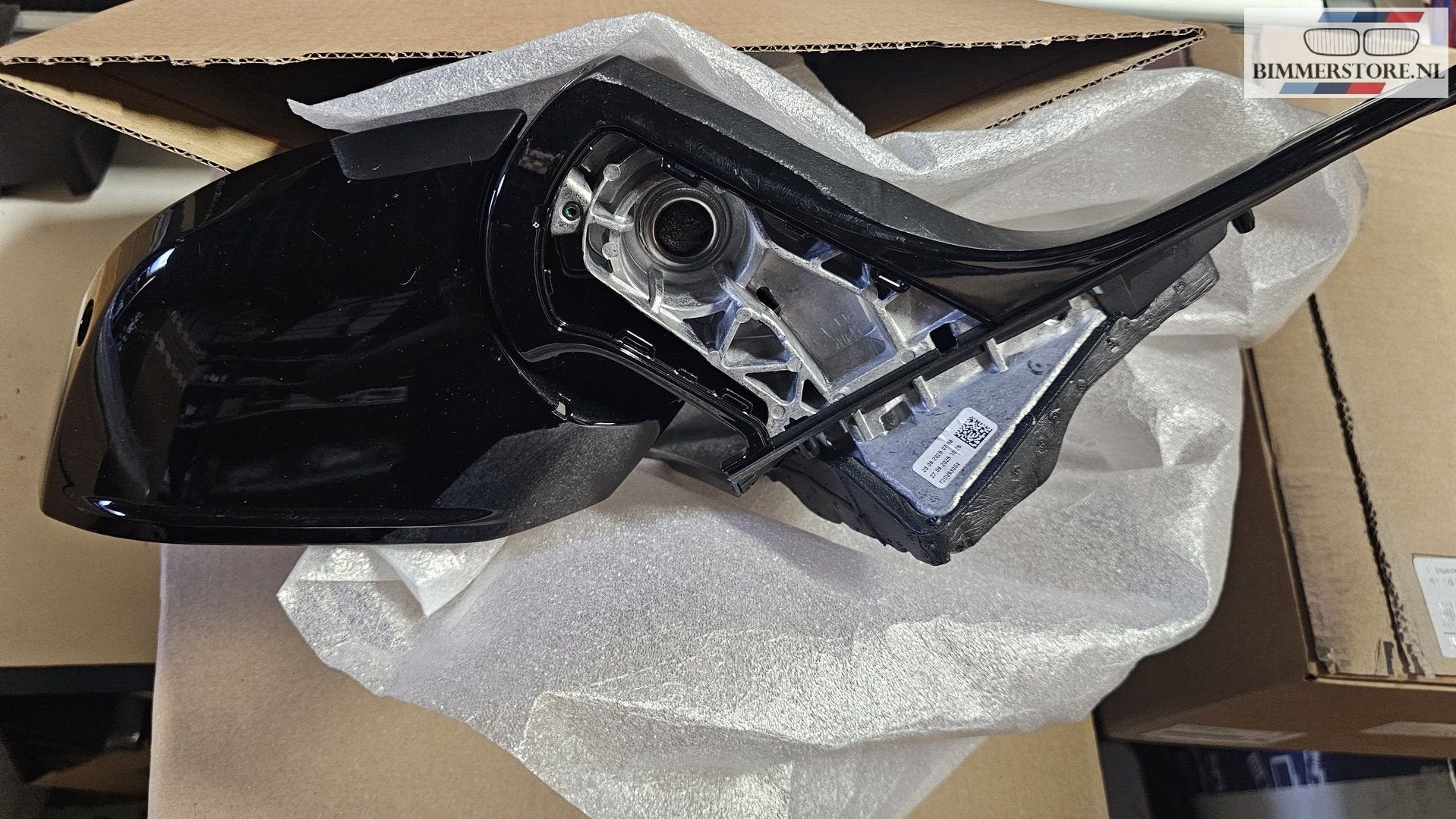Buitenspiegel set zwart hooglans zonder spiegelglas BMW 5 se, -, Origine de la pièce connue, Utilisé, -