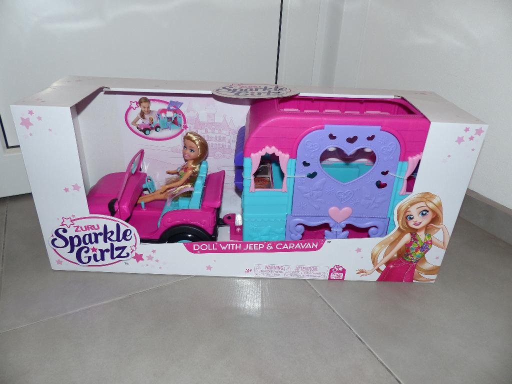 Leuke poppenset met caravan - Zuru Sparkle, Ophalen of Verzenden, Zo goed als nieuw, Overige typen