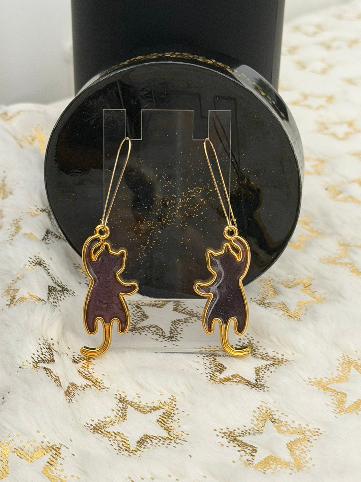 Boucles d’oreilles “Chats élégants”, Enlèvement, Comme neuf, Noir