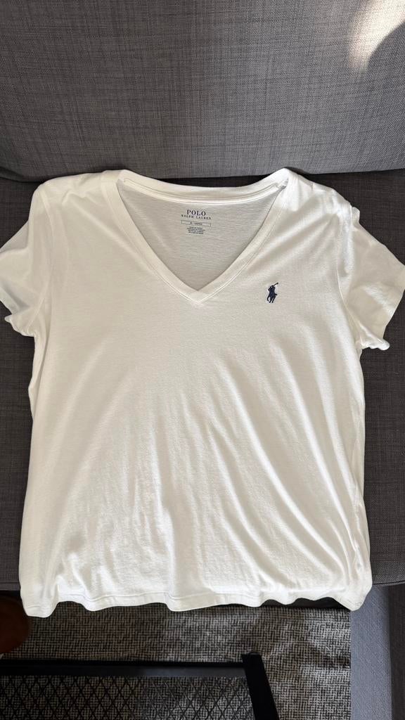 T-shirt à col V blanc Polo Ralph Lauren, Enlèvement, Comme neuf, Taille 38/40 (M), Blanc