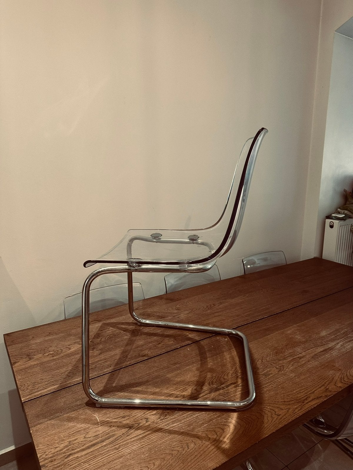 IKEA massiefhouten tafel + 6 stoelen – complete set, 75 à 100 cm, 125 cm ou plus, Enlèvement, Utilisé