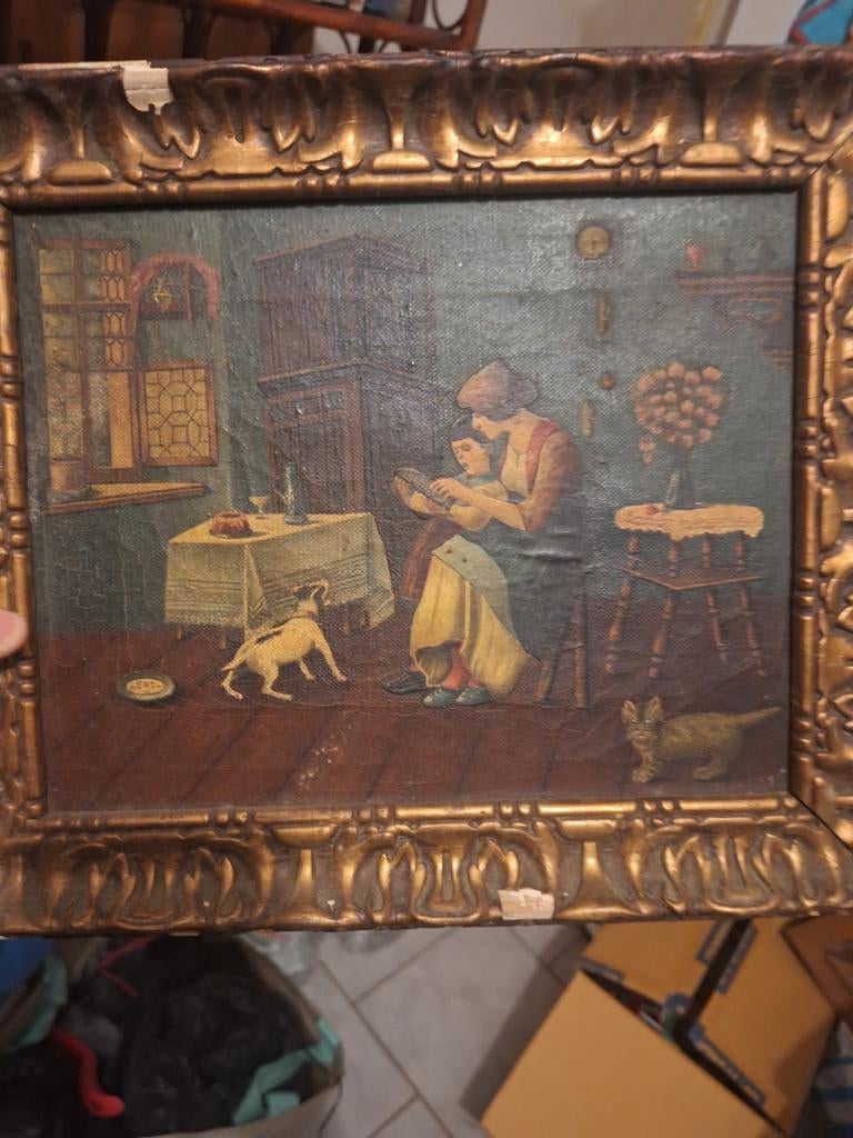 Ancien peinture l'huile sur toile,, Enlèvement ou Envoi