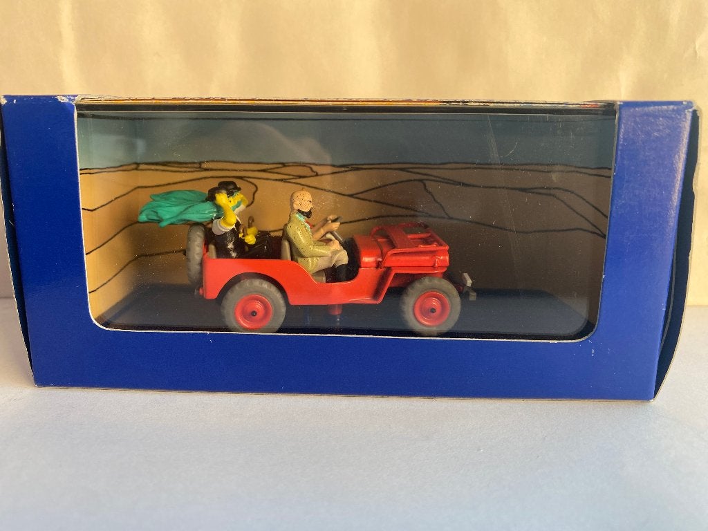 Jeep Willys Tintin rouge, L'or noir, 1:43 avec certificat., Enlèvement ou Envoi, Tintin, Comme neuf, Statue ou Figurine