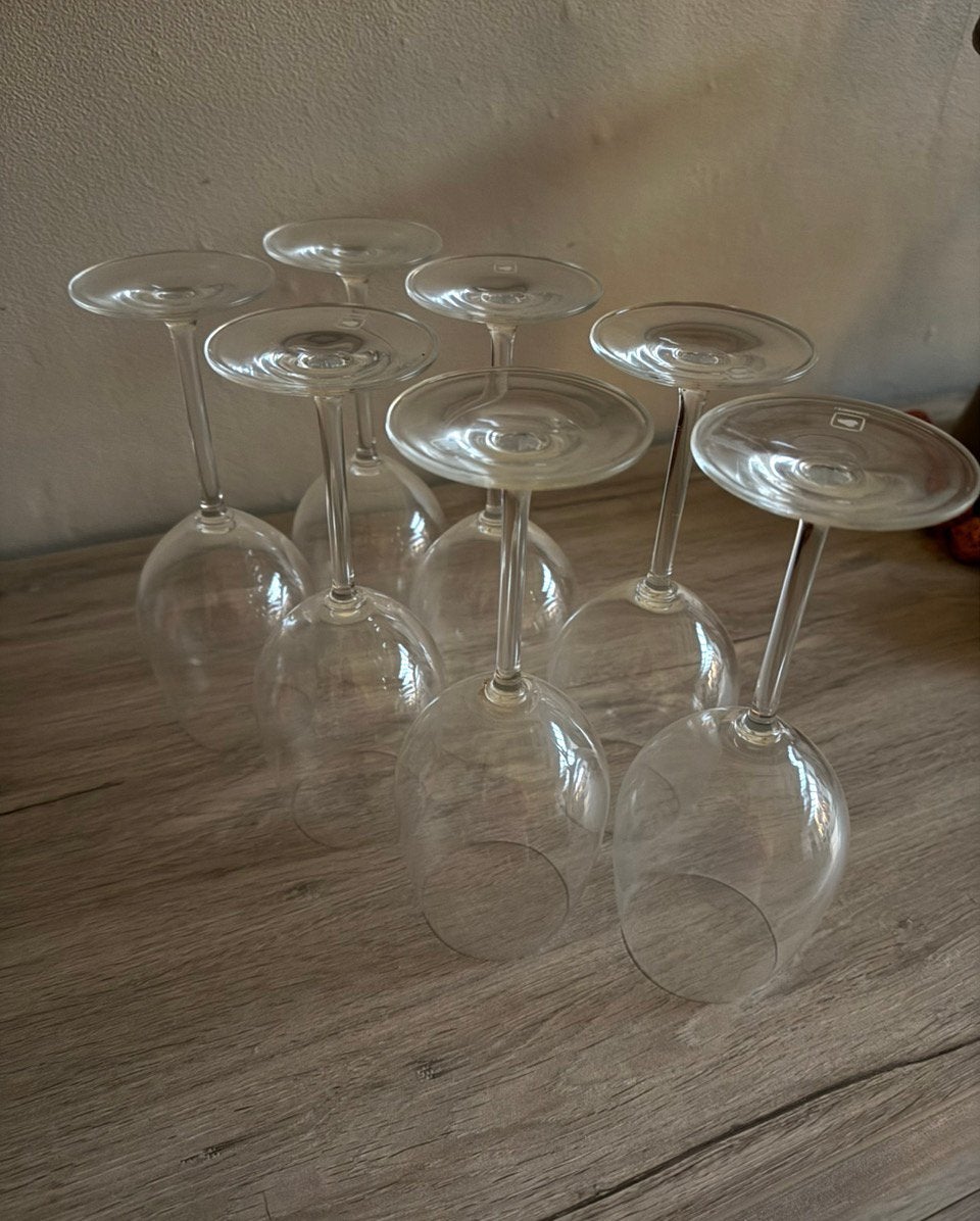 7 rode wijnglazen, Collections, Verres & Petits Verres, Enlèvement, Utilisé