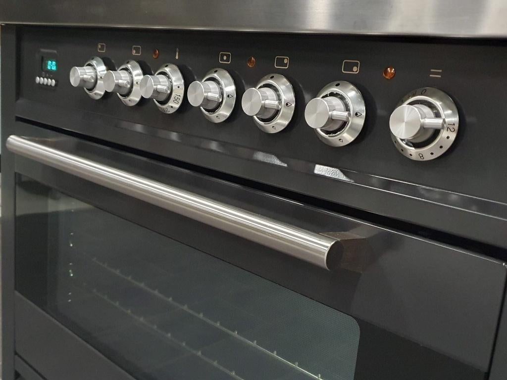 🔥Luxe Boretti Fornuis 90cm antraciet + rvs 1 GASOVEN Frytop, Elektronische apparatuur, Fornuizen, Ophalen, 60 cm of meer, Zo goed als nieuw