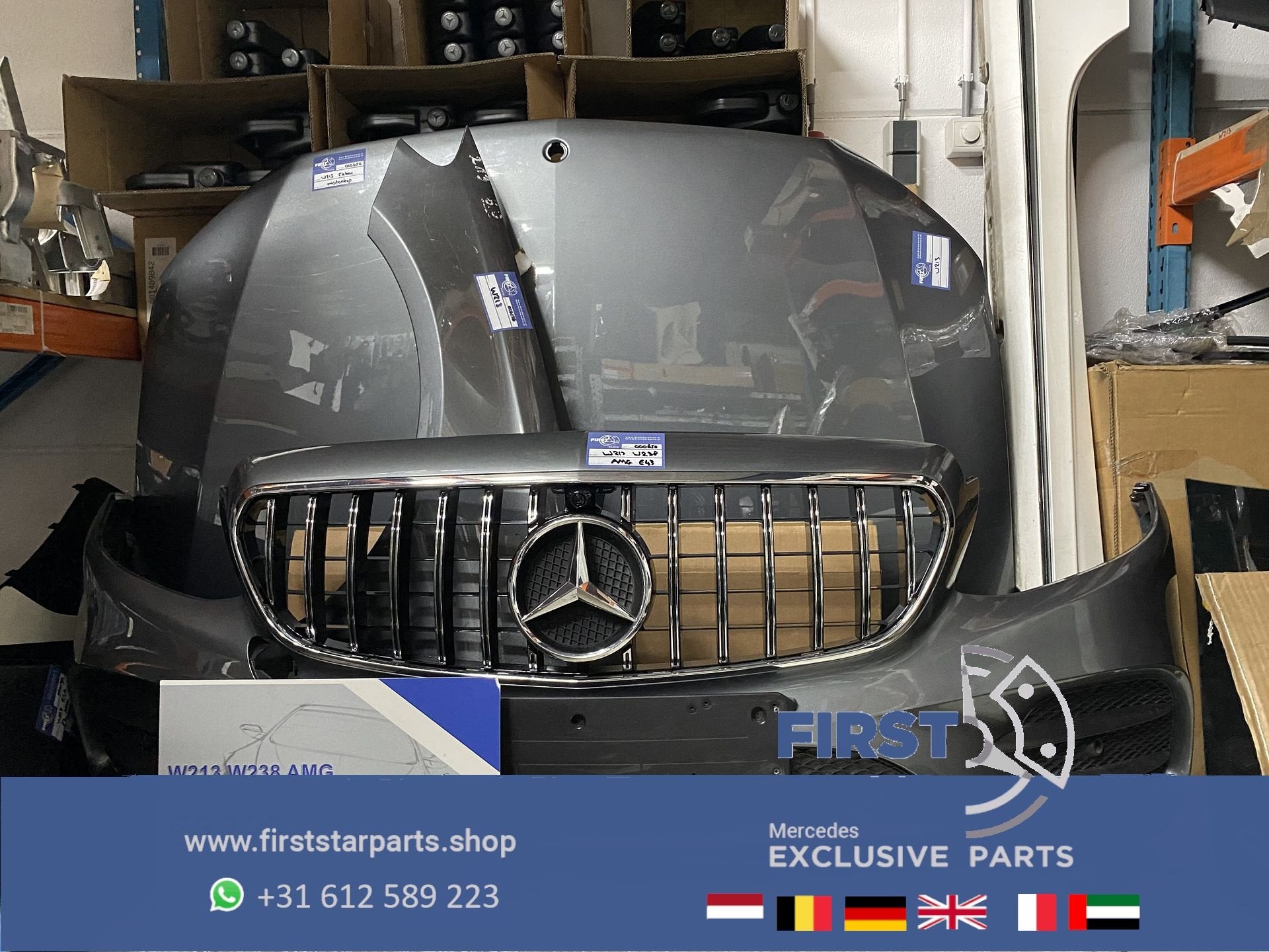 W213 S213 W238 AMG VOORKOP GRIJS COMPLEET Mercedes E Klasse, Auto-onderdelen, Gebruikt, -, Voor, Ophalen of Verzenden
