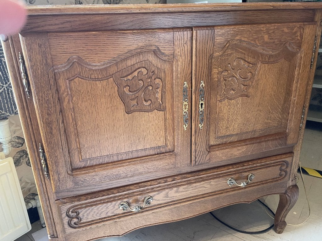 lage kast, Ophalen, Gebruikt, Met lade(s), Eikenhout
