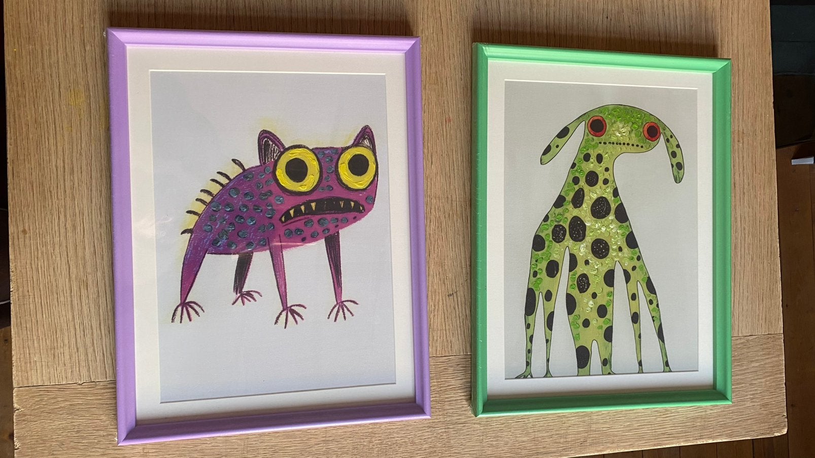 KARE Design - set ingelijste kleurrijke schilderijen modern, Antiek en Kunst, Ophalen, Kunststof, Overige technieken, Dieren