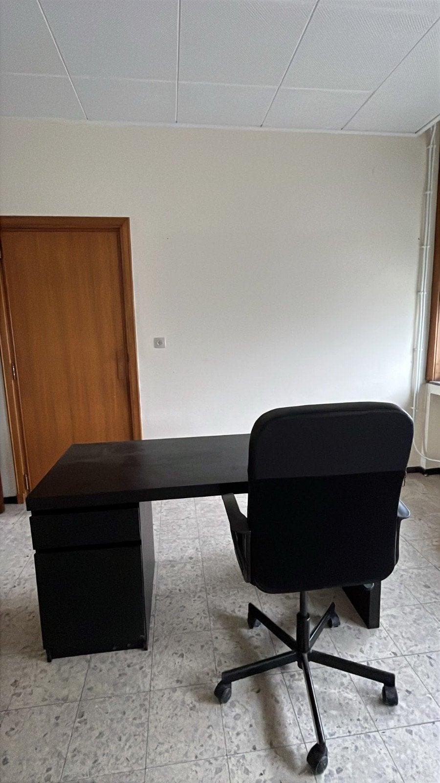Bureau de Direction noir + Chaise Ergonomique à Roulette, Maison & Meubles, Bureaux, Moderne, Enlèvement ou Envoi, Noir