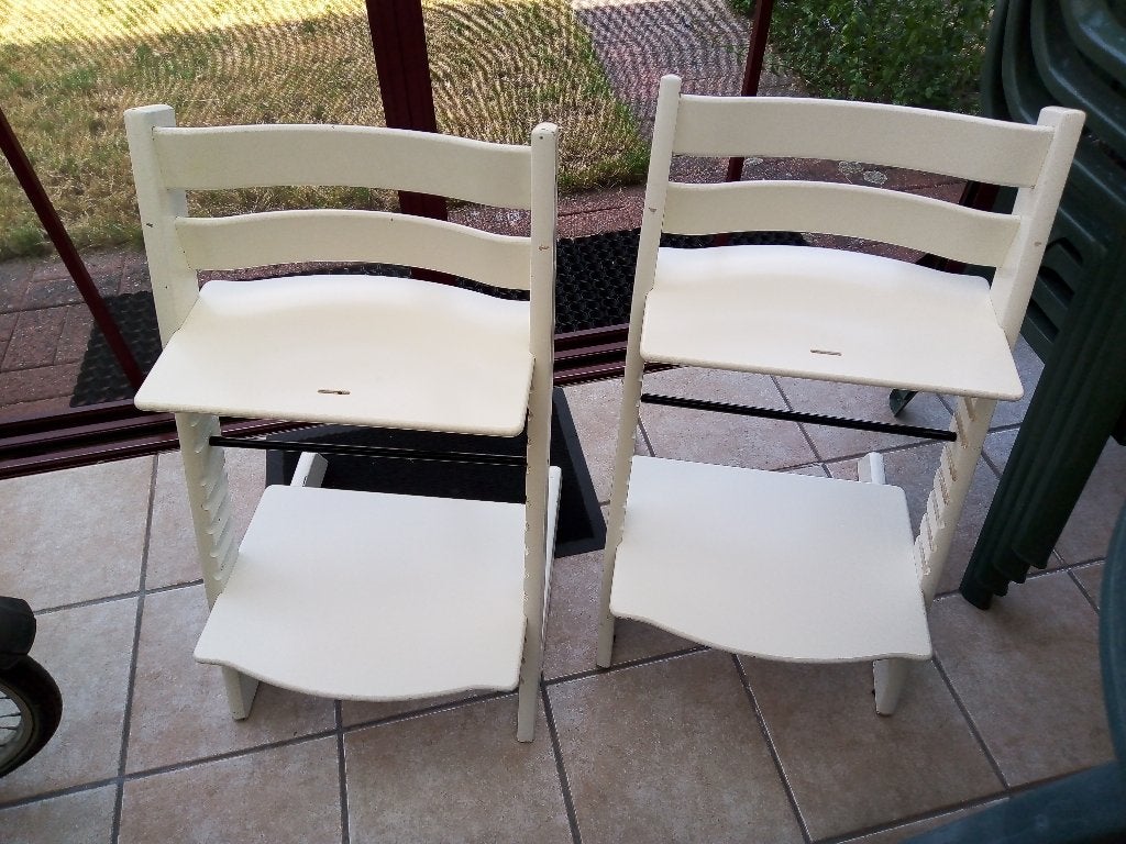 2x stokke trip trap wit met lichte gebruikssporen, Kinderen en Baby's, Kinderstoelen, Ophalen, Gebruikt, Meegroeistoel, Aanschuifbaar