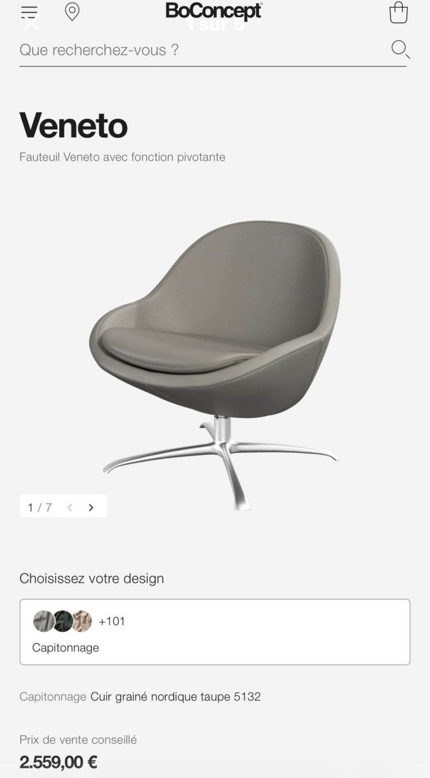 2 fauteuils BO CONCEPT, Enlèvement, Comme neuf, Cuir, Deux