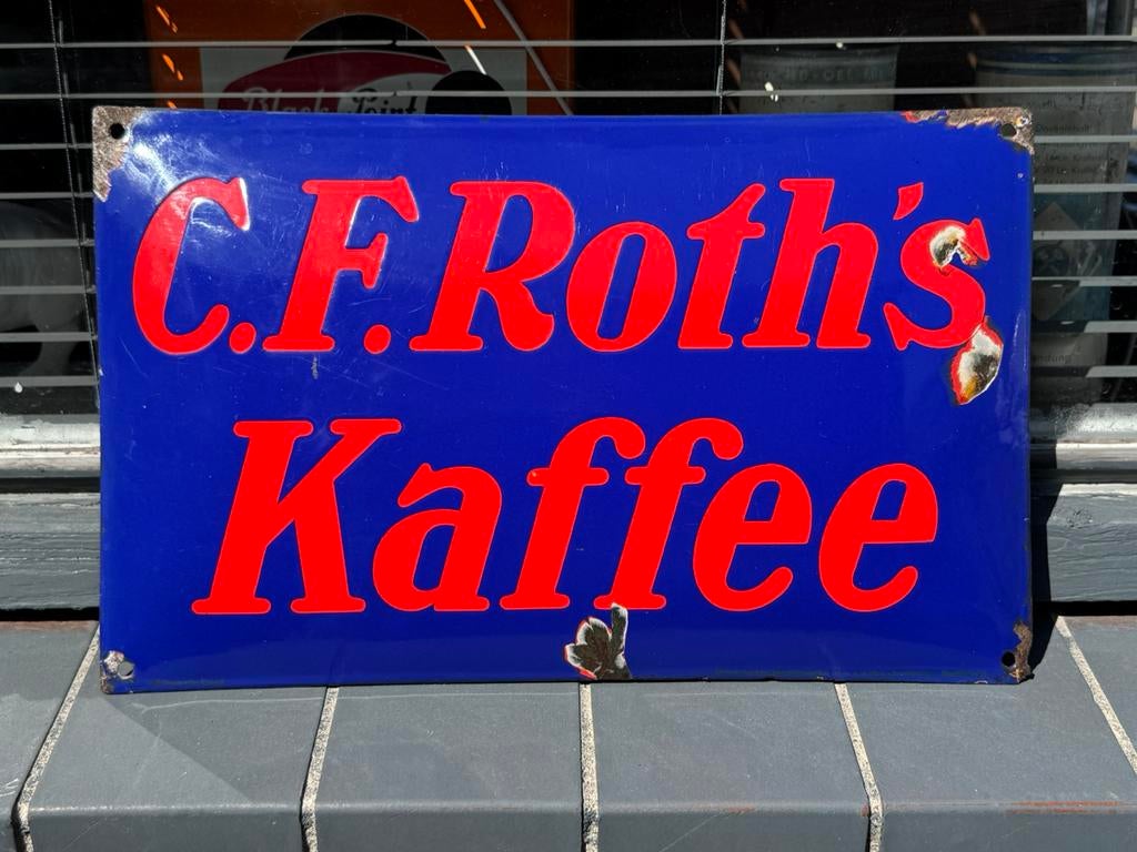 Roth Kaffee emaille reclamebord, Antiek en Kunst, Ophalen of Verzenden