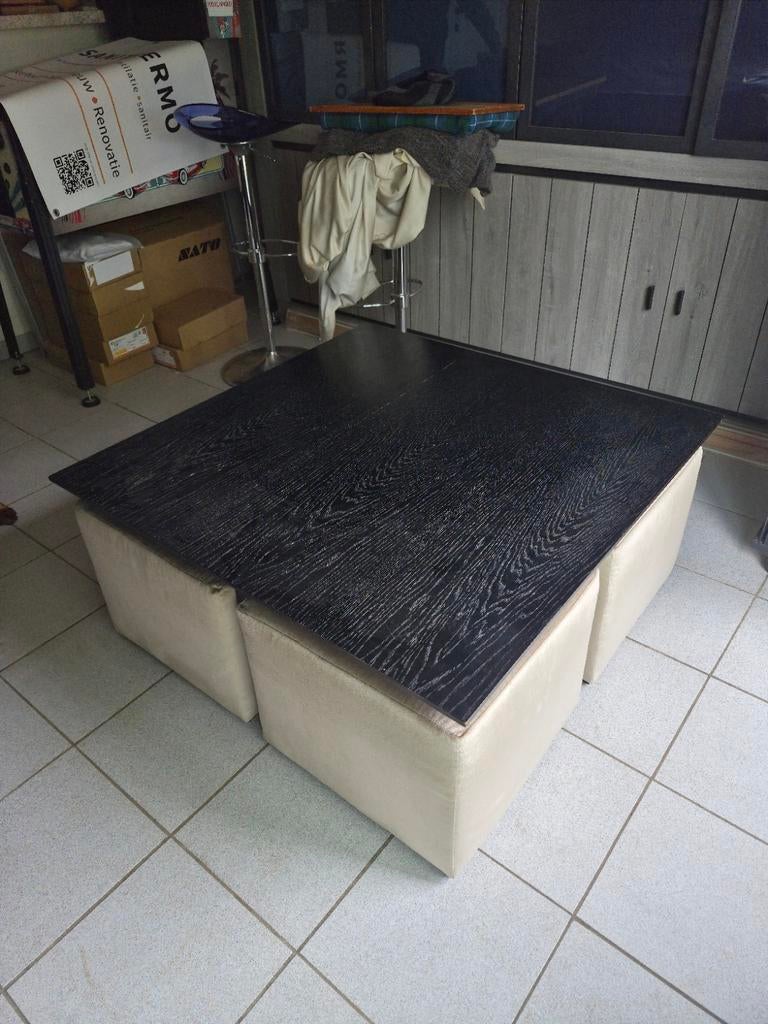Salontafel met stoelen, Ophalen, Gebruikt, 50 tot 75 cm, Vierkant
