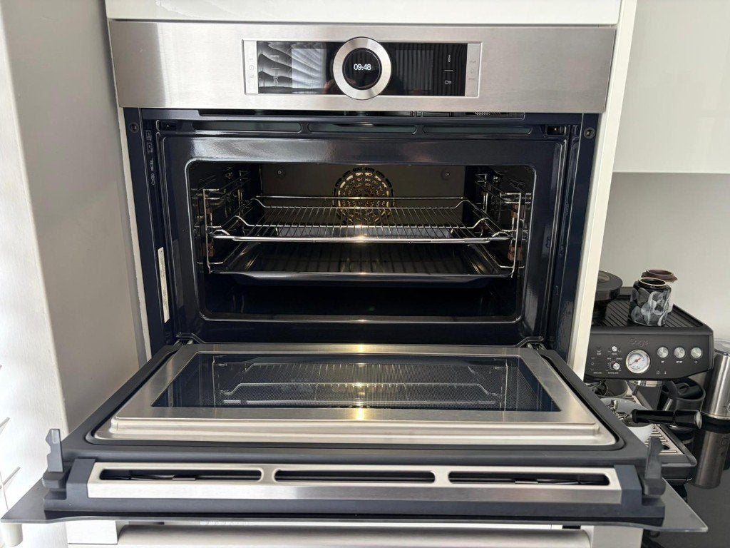 Luxe witte eilandkeuken incl. Bosch, AEG,en BoraGEDEMONTEERD, Maison & Meubles, Composite, Comme neuf, Autres types, Blanc