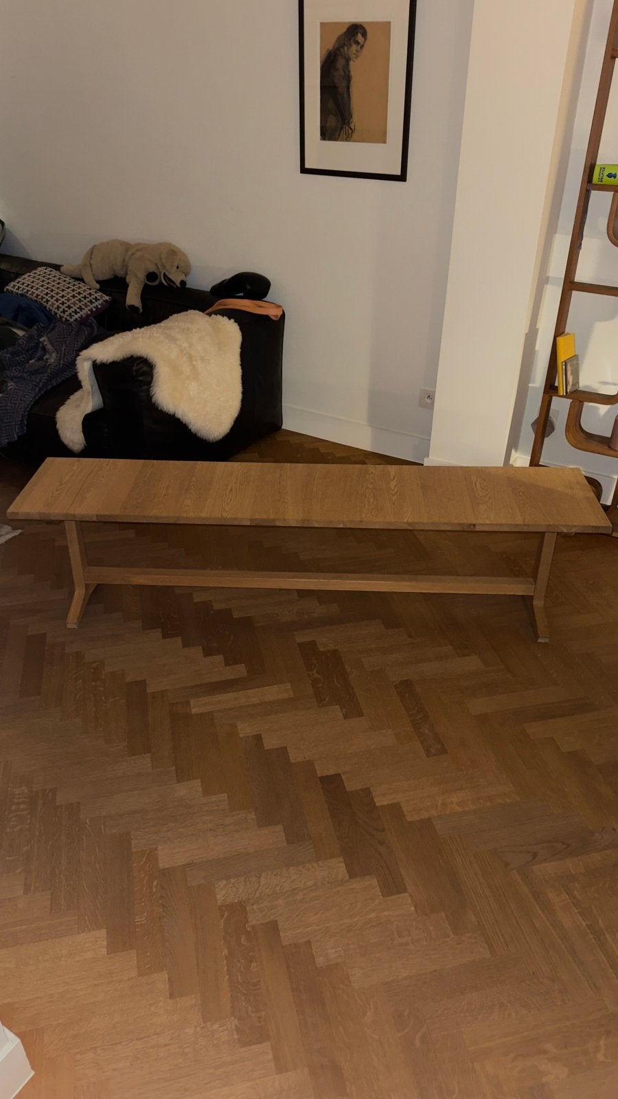 Prachtige zitbank massief beukenhout (habitat), Huis en Inrichting, Ophalen, Minder dan 50 cm, 125 cm of meer, Deens