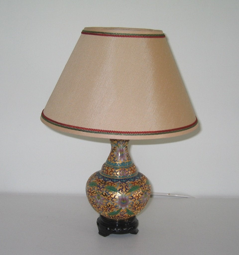 Lampe de table cloisonnée + abat-jour - 357, Enlèvement, Vase, Décoré