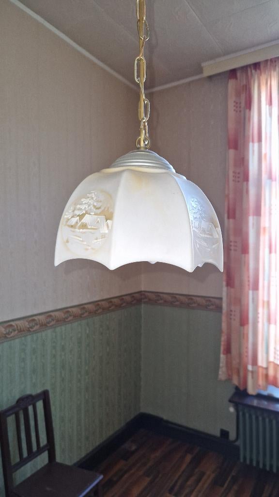 Vintage lampenkap met verstelbare ketting, Ophalen, Gebruikt, Vintage, 50 cm of meer