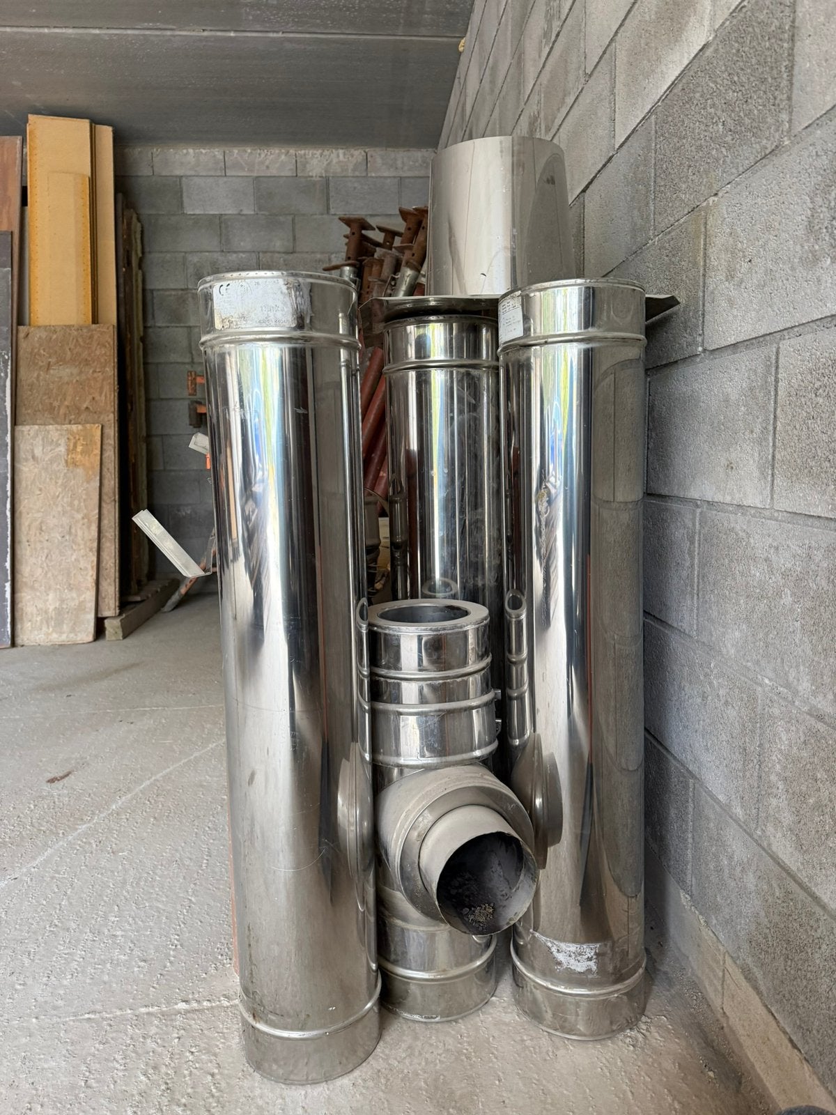 Conduit de cheminée en inox double paroi – 8 mètres, Bricolage & Construction, Enlèvement, Utilisé, Autres types
