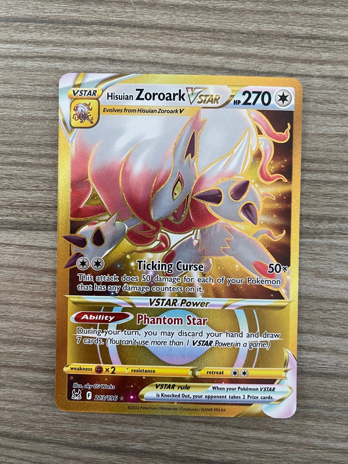 Hisuian Zoroark Vstar (213/196), Ophalen of Verzenden, Zo goed als nieuw, Losse kaart, Foil