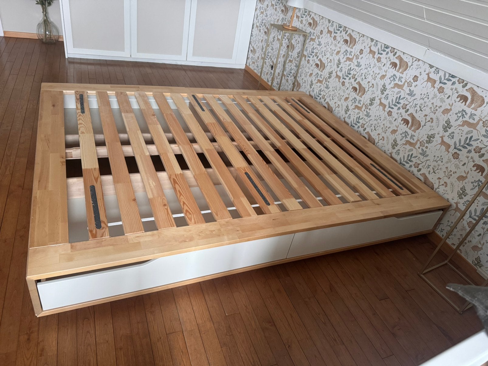 Lit ikea160 bois et blanc, Maison & Meubles, Enlèvement, Comme neuf, Blanc, Bois